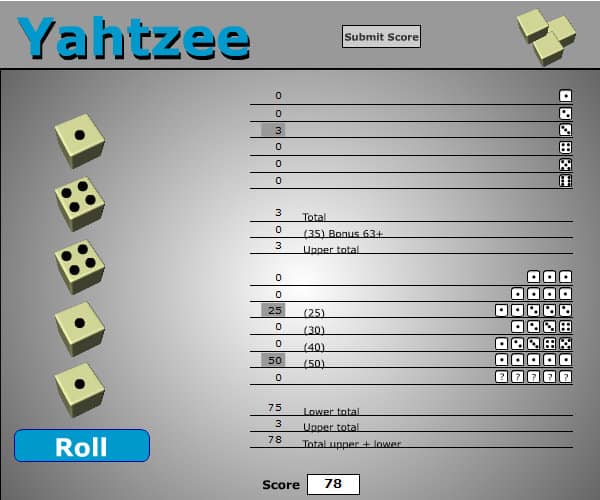 Yahtzee 1 Jeu Gratuit en Ligne FunnyGames